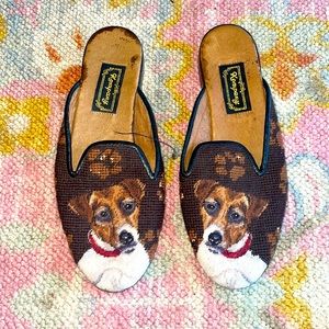 Needlepoint Dog (Jack Russell Terrier) flats
